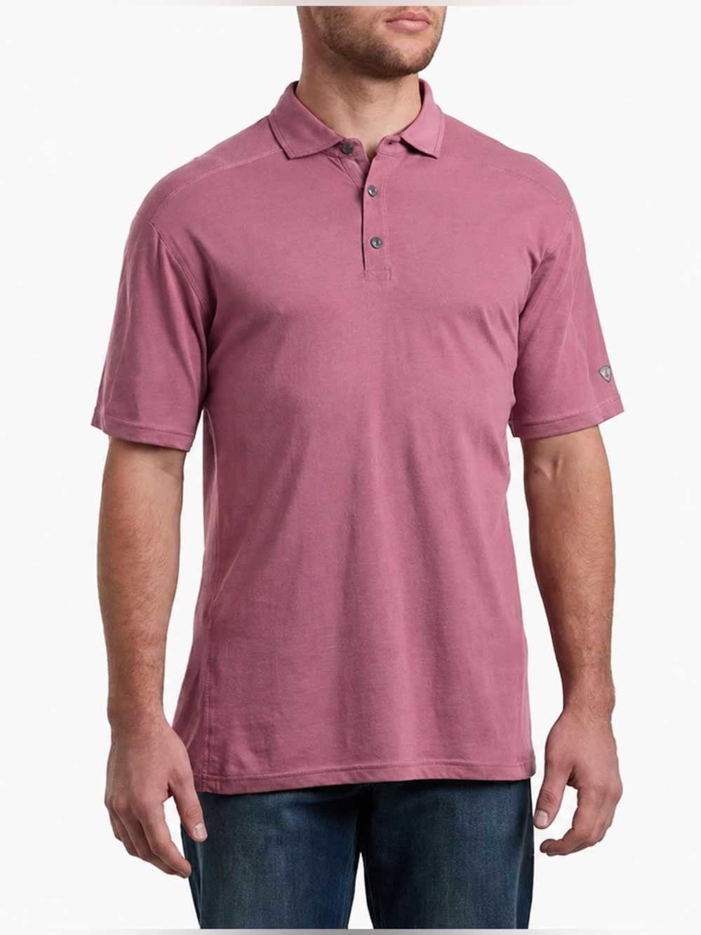 KÜHL Wildfibre Organic Cotton Polo Shirt Mauve Dusty Rose Short Sleeve Men’s Lg